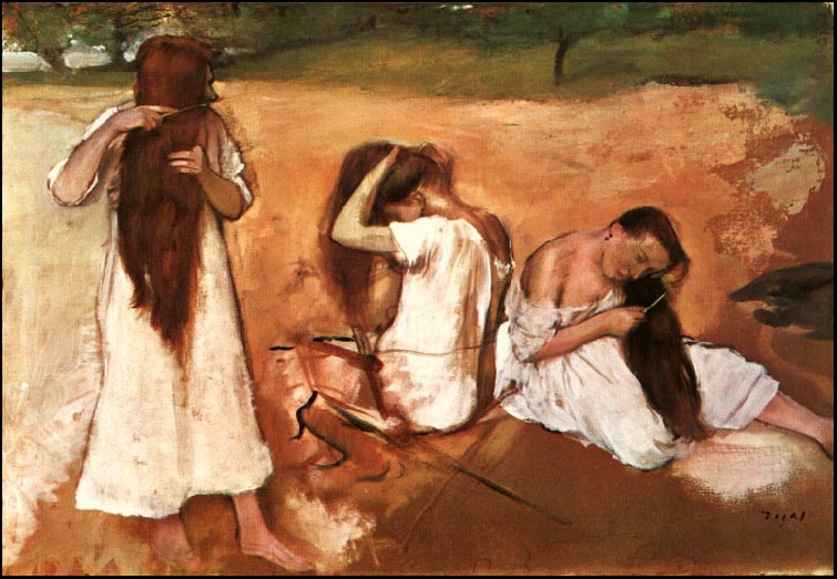Three Women Combing their Hair
